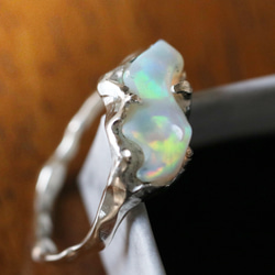 （獨一無二，925銀）巴洛克蛋白石銀戒指（15*6毫米，11.5號） 第2張的照片