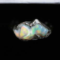 （獨一無二，925銀）巴洛克蛋白石銀戒指（15*6毫米，11.5號） 第1張的照片