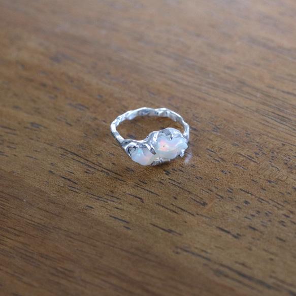 （獨一無二，925銀）巴洛克蛋白石銀戒指（15*6毫米，11.5號） 第4張的照片