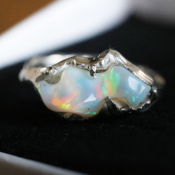 （獨一無二，925銀）巴洛克蛋白石銀戒指（15*6毫米，11.5號） 第3張的照片