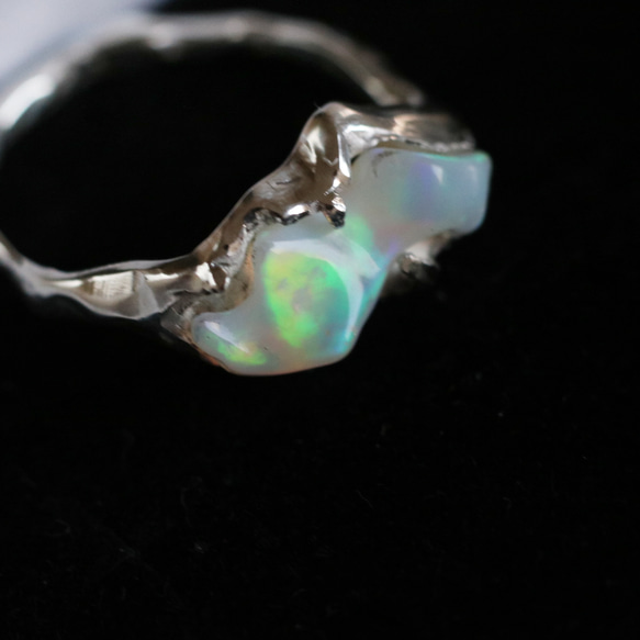 （獨一無二，925銀）巴洛克蛋白石銀戒指（15*6毫米，11.5號） 第5張的照片
