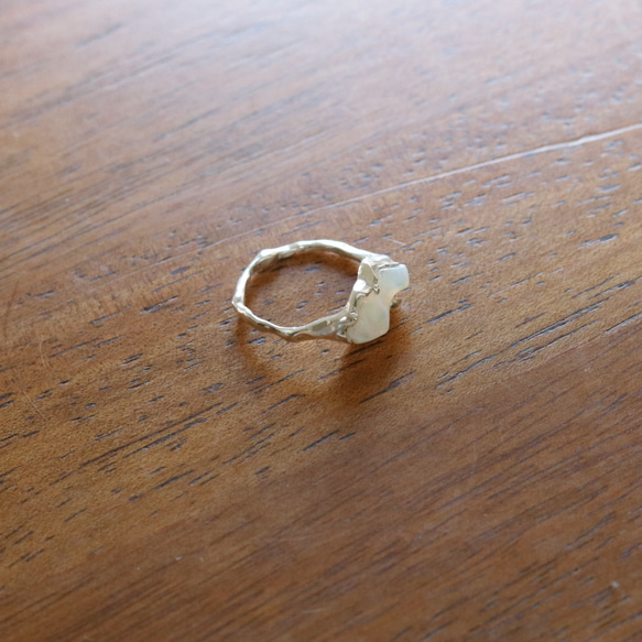 （獨一無二，925銀）巴洛克蛋白石銀戒指（15*6毫米，11.5號） 第7張的照片