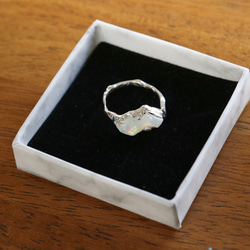 （獨一無二，925銀）巴洛克蛋白石銀戒指（15*6毫米，11.5號） 第6張的照片