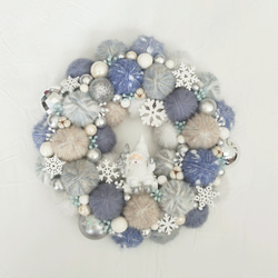 大人可愛い☆毛糸玉のクリスマスリース(Мサイズ) 毛糸玉リース ニット