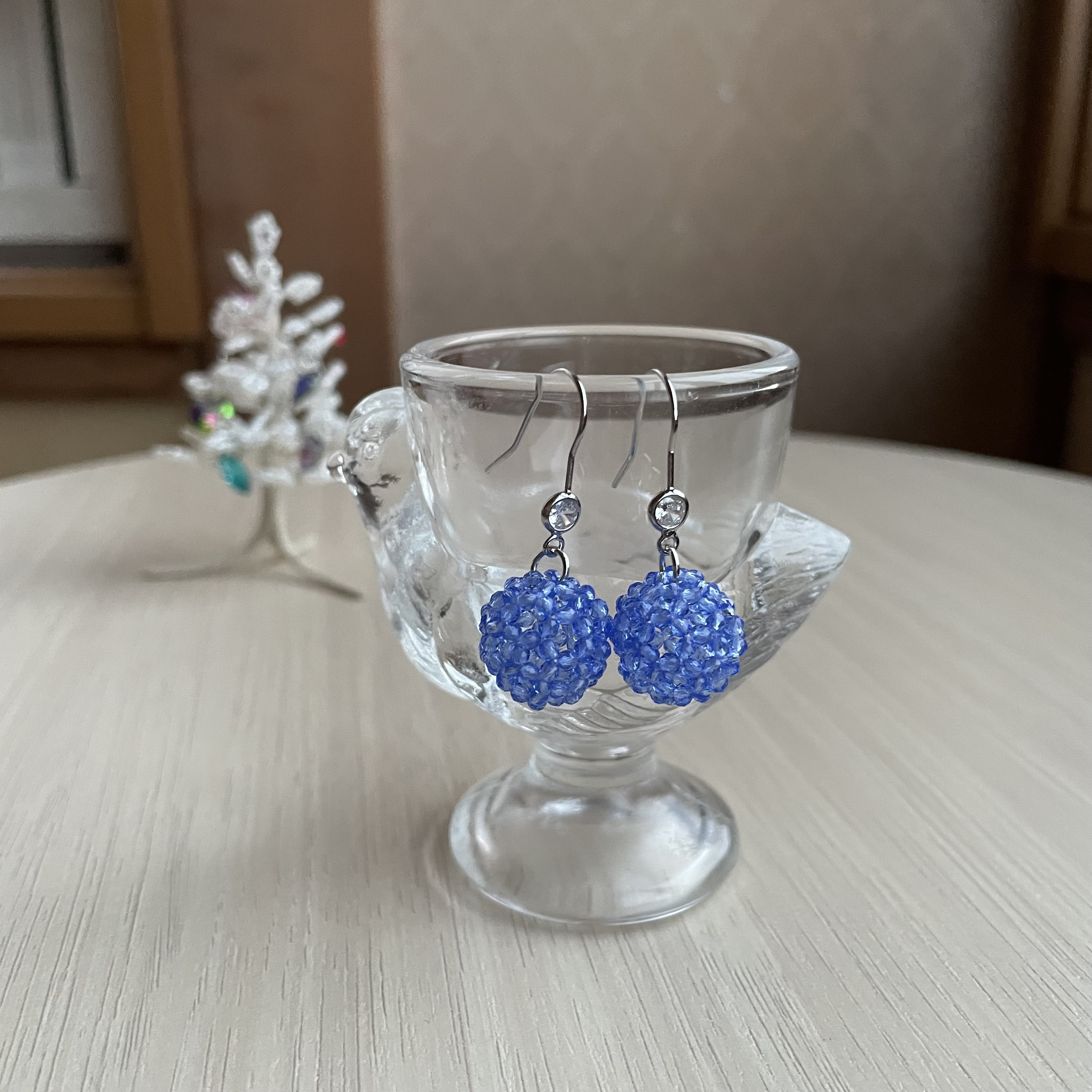 シベリアン・ブルークォーツ〜星の核・神聖幾何学32面体ピアス