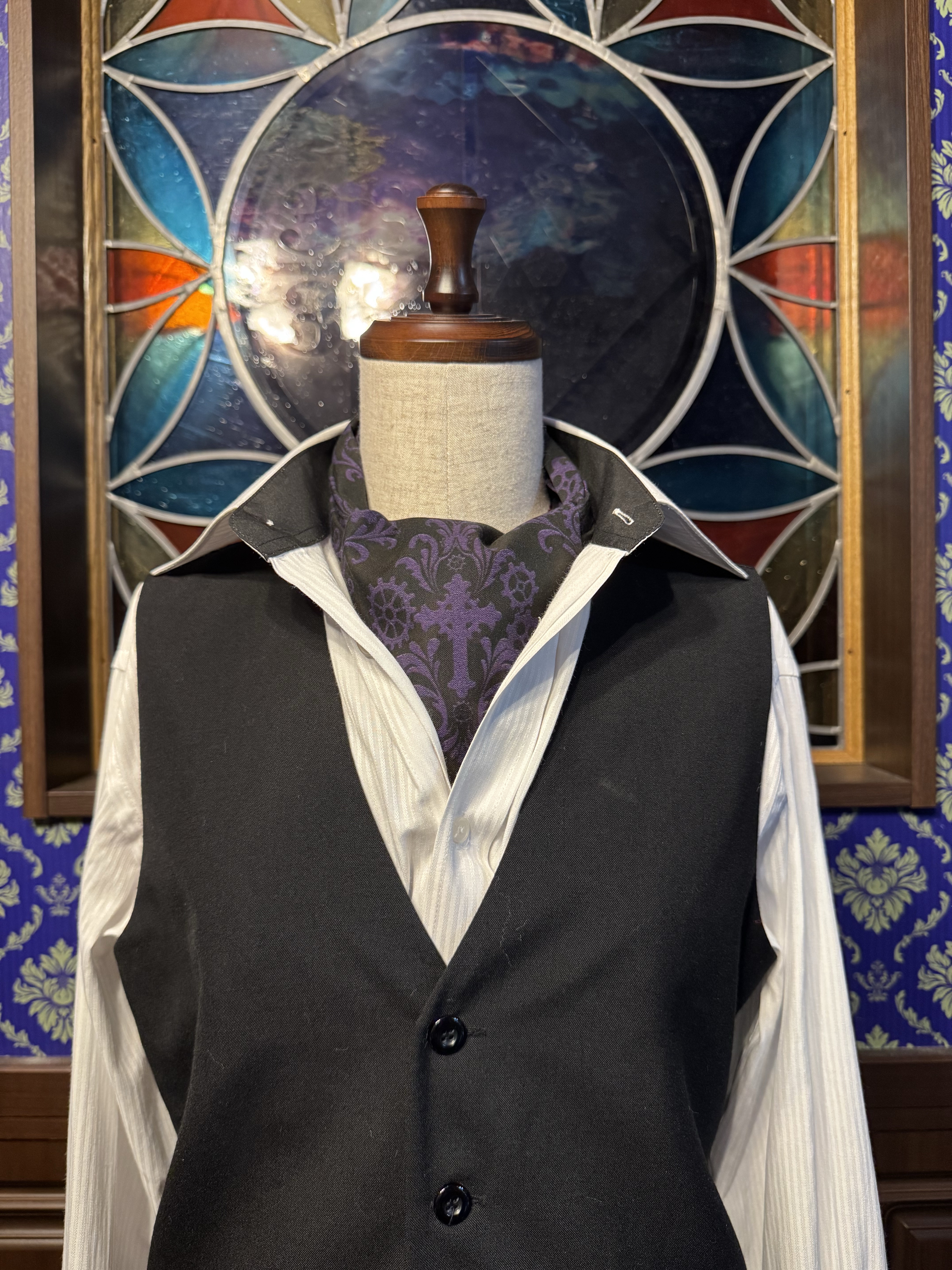 ダマスク×十字架×歯車 アスコットタイ