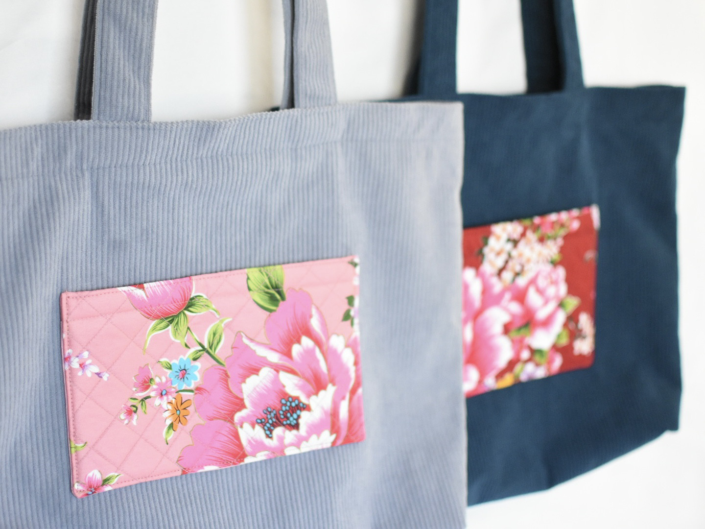 台湾花布×コーデュロイトートバッグ