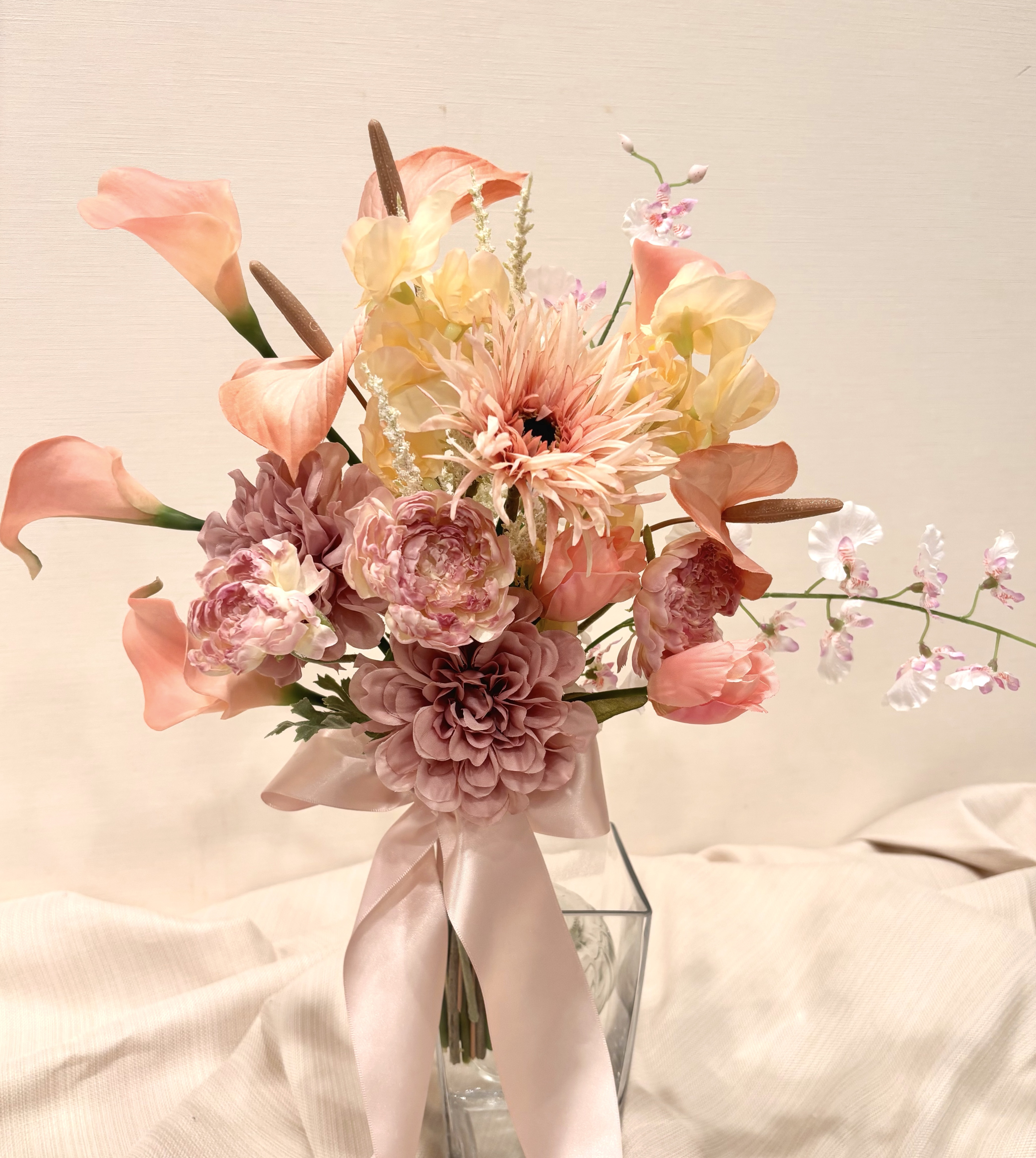 【現品限り】アーティフィシャル ブーケ 造花 結婚式 ブライダルブーケ ウエディングブーケ 前撮り カラー アンスリウム