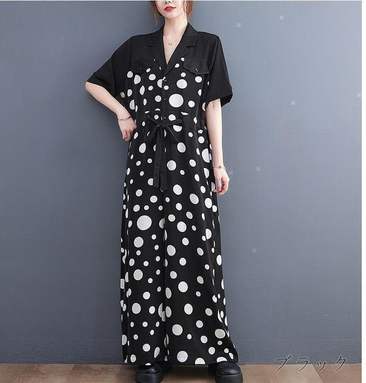 ❤️ラス１ドット❤️大きいサイズ レディース オールインワン　つなぎ　新品 半袖