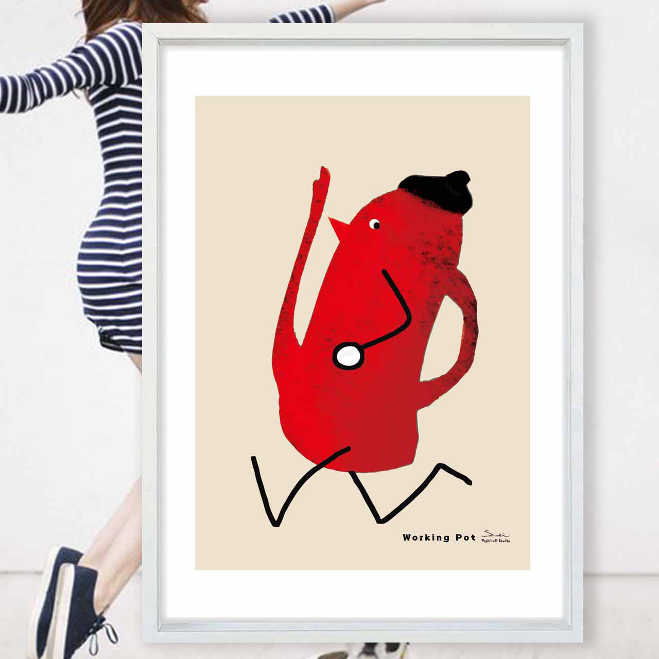 働くポット　送料無料　イラスト　お気に入り9600件突破　ポスター　アートポスター　アート/sei検索新着順　3814