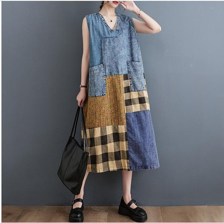 大きいサイズ レディース ワンピース　ノースリーブ　デニム　春夏 秋 新品