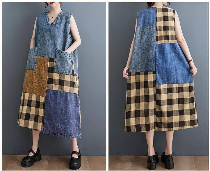 大きいサイズ レディース ワンピース　ノースリーブ　デニム　春夏 秋 新品