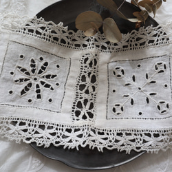 ※お得価格※フランスアンティーク　イニシャル刺繍　 お揃い３点セット 2点あり！布地用イニシャルスタンプ フランスアンティーク