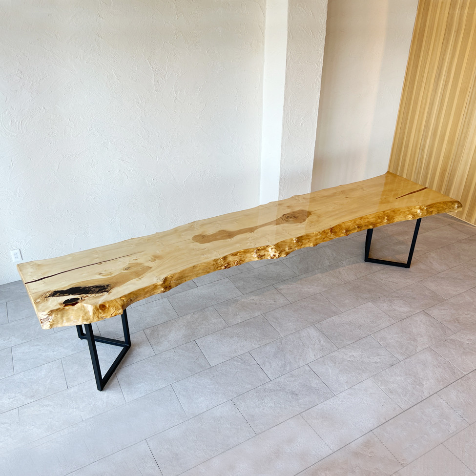 【一点もの】イチョウ 銀杏  カウンター ダイニングテーブル 一枚板テーブル おしゃれ 希少木材 天然木 約3435mm