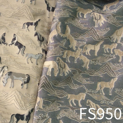 長さ2m ジャガード生地 馬柄 動物柄 可愛い レトロ 大幅 大判 布 きじ