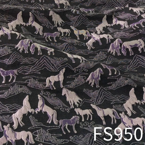 長さ2m ジャガード生地 馬柄 動物柄 可愛い レトロ 大幅 大判 布 きじ