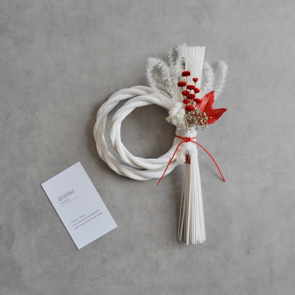 お正月飾り　水引飾り　プリザーブド・ドライ お正月飾り-水引・白-】しめ縄飾り/お正月/正月飾り/水引/紅白/赤/白