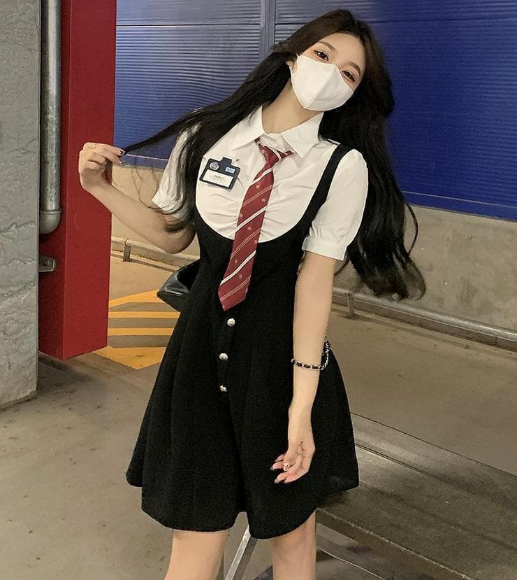 大きいサイズ レディース ワンピース　重ね着風　春夏 秋 新品 半袖