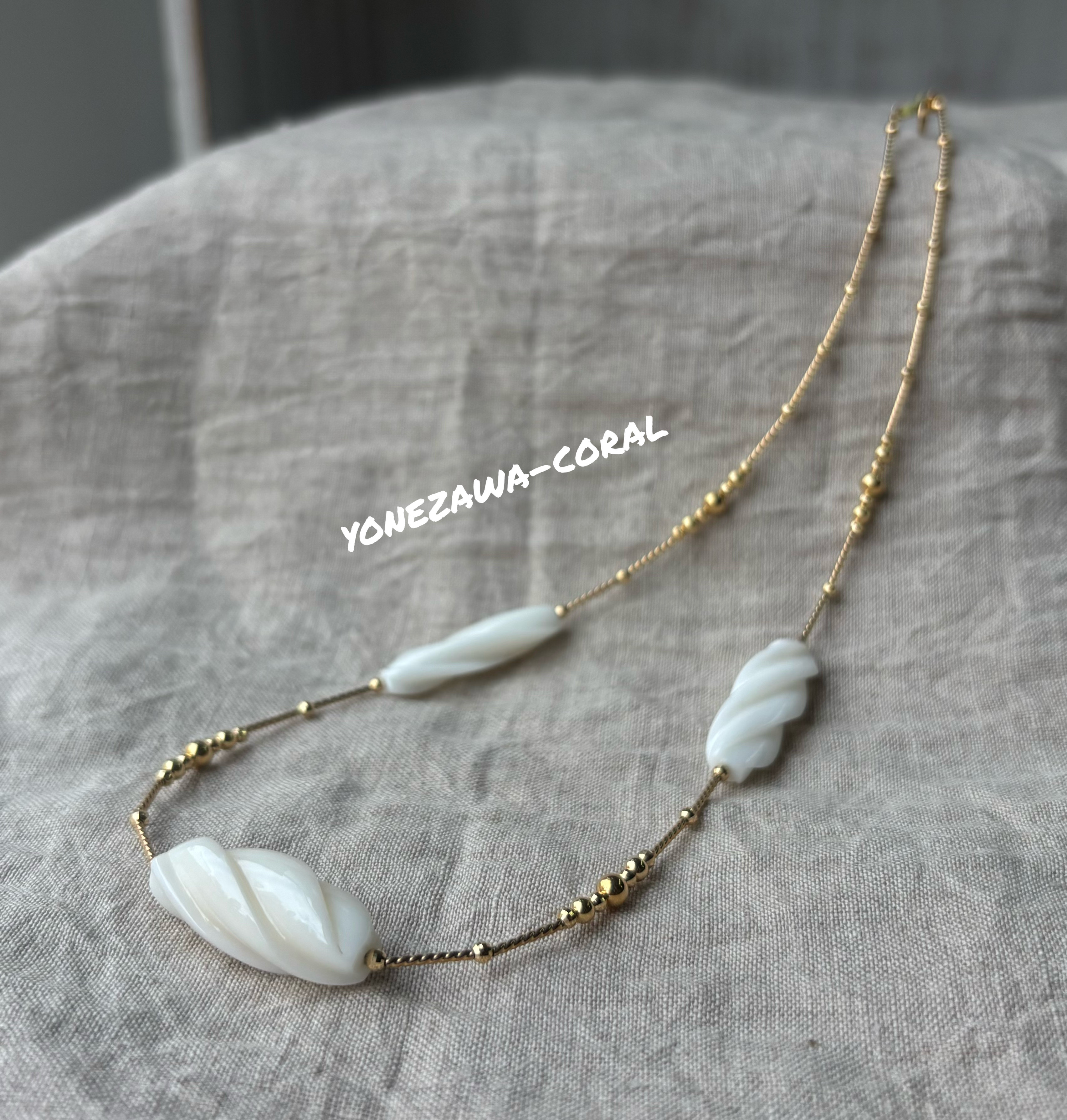 k18白珊瑚ネックレス〜白珊瑚の優しさ．繊細なゴールド〜