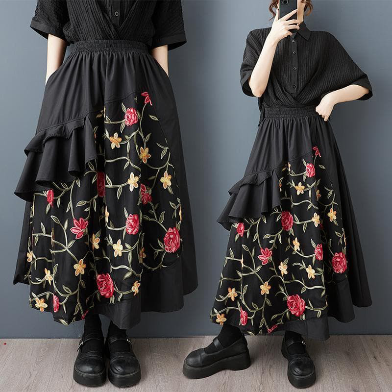 大きいサイズ 花柄　スカート　ロング　フリル　レディース 春夏　新品 　　秋