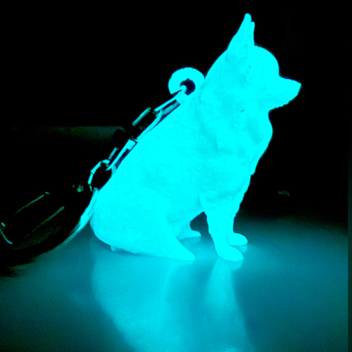 チワワ 夜光キーホルダー 蓄光 光る 犬好きプレゼント 3Dフィギュア