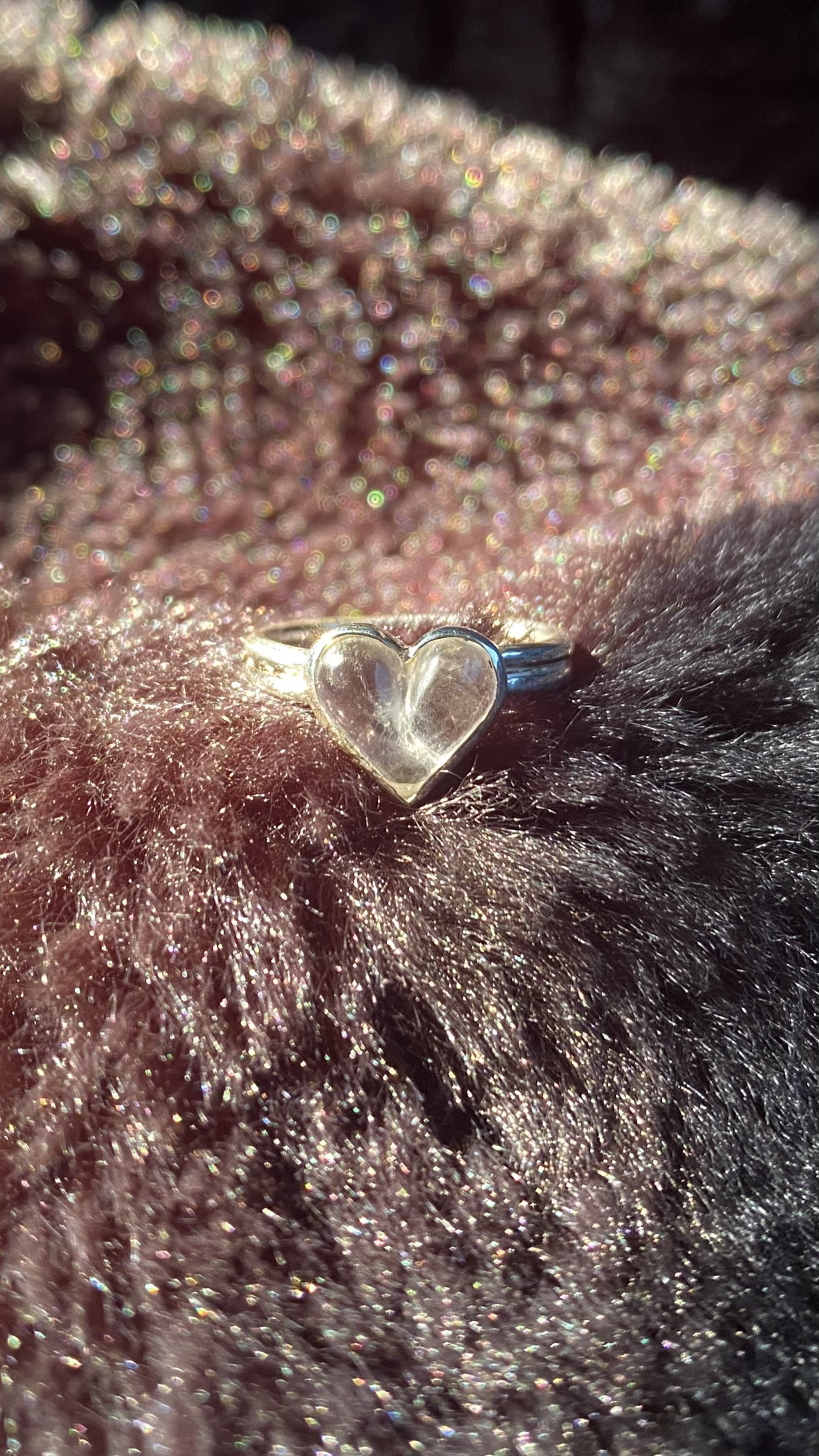 シルバーリング　8号　ハート　水晶　クリスタル　クリスマスにも♪