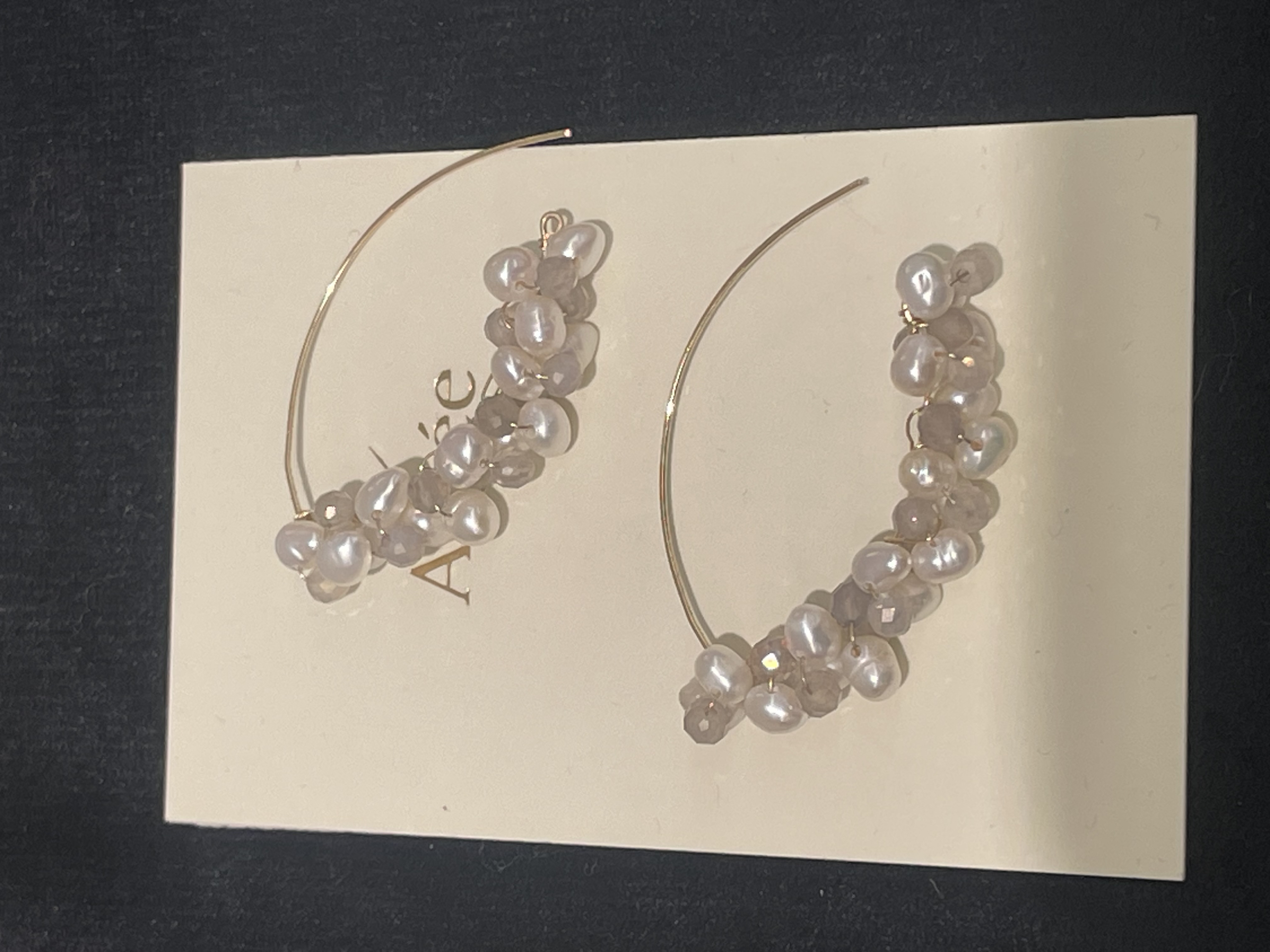 「天然石 淡水パール ピアス 14kgf｜Clair de Lune – Sérénité / パールカーブピアス」