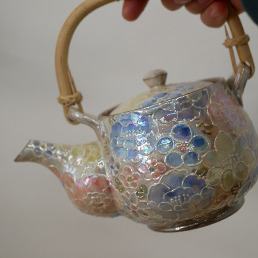 京焼・清水焼　花詰め　急須　イッチンラスター