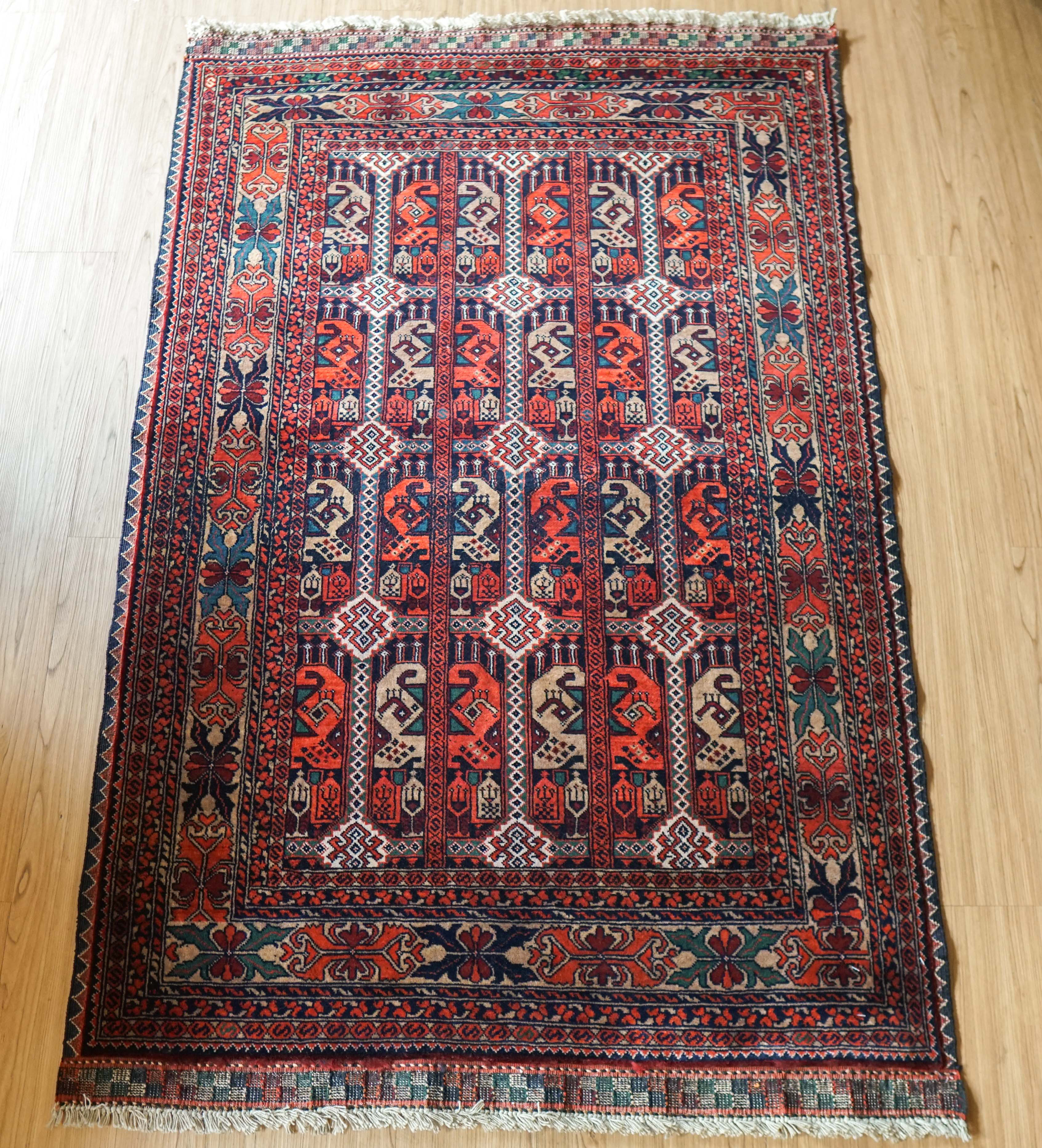 アフガン手織り絨毯 トルクメン ラグ 150×101cm