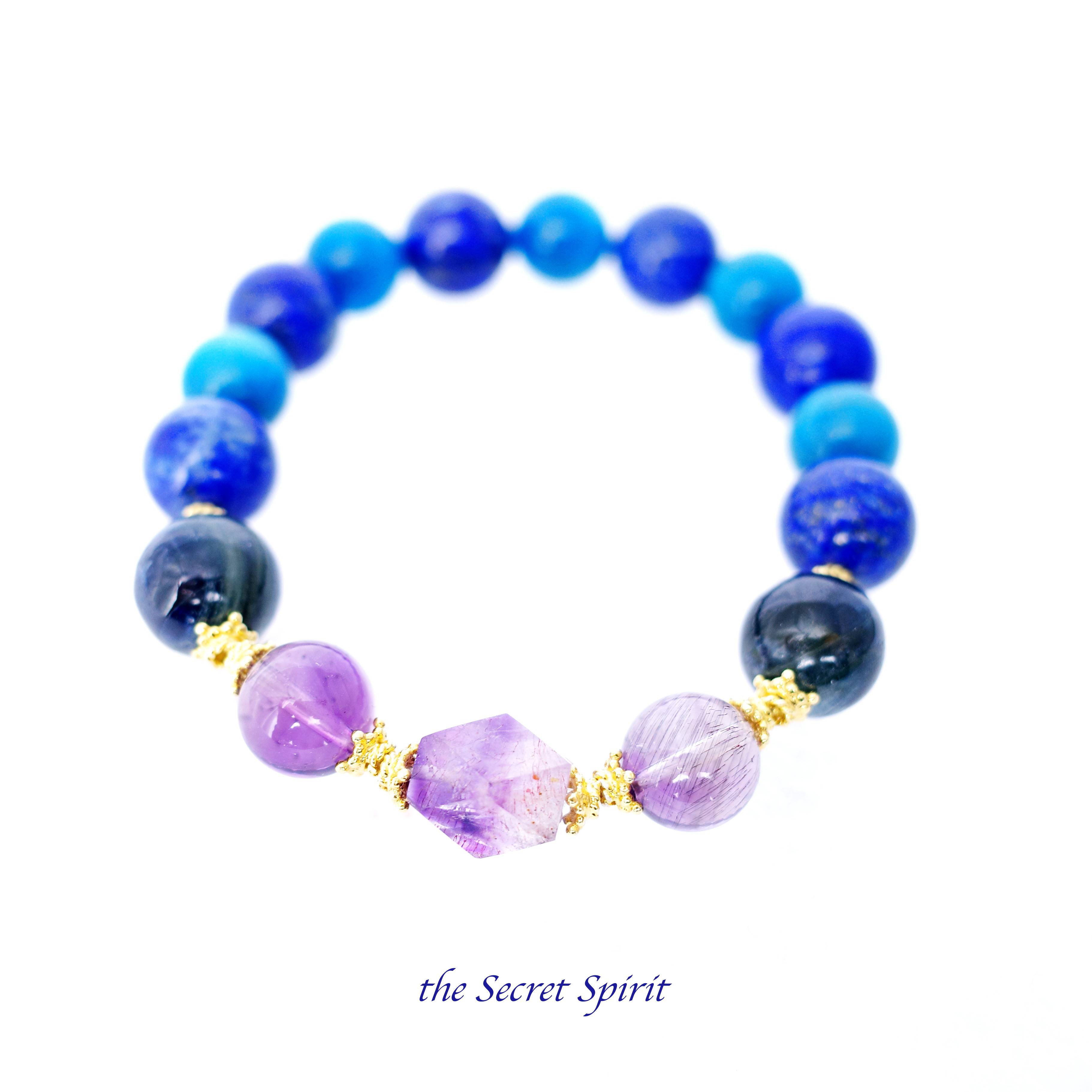 【直感力の向上】スーパーセブン ラピスラズリ アパタイトブレスレット （17cm）