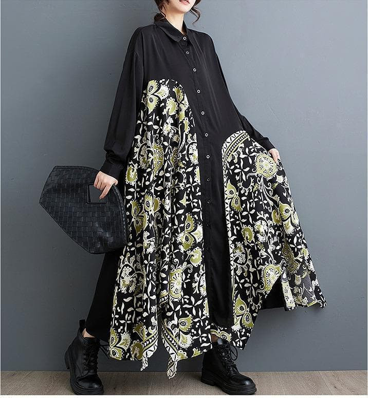 【大きいサイズ】 レディース ロング　ワンピース　春夏 秋 新品 長袖　ゆったり