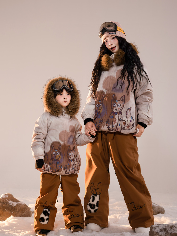 25-26 スノボウェア 上下セット 親子 キッズ 子供 猫柄 3L メンズ レディース ジャケット パンツ SK071 32,494円