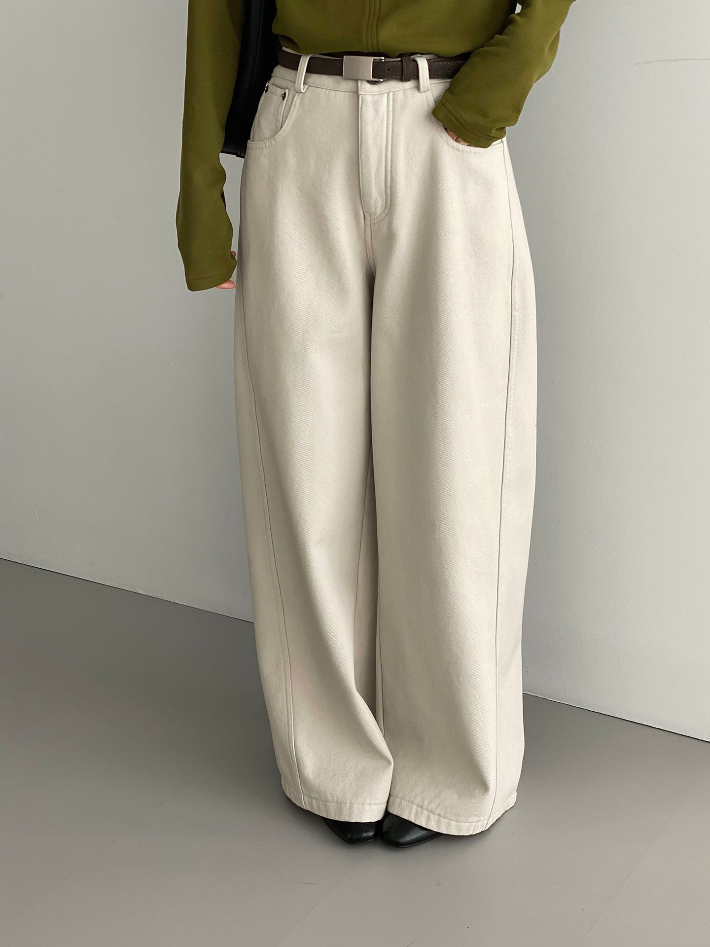 秋新作レディース裏起毛厚手ハイウエストストレートワイドレッグパンツ【返品・交換可】品質最優先25-583