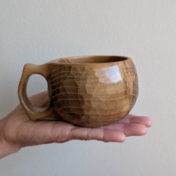 ツートンのケヤキの一木彫りコーヒーカップ マグカップ 良岳 通販