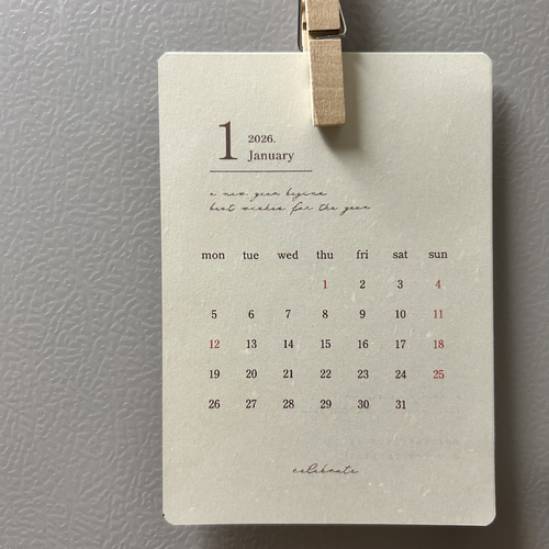 数量限定】2026 卓上カレンダー｜ナチュラル／壁掛け／卓上／A6