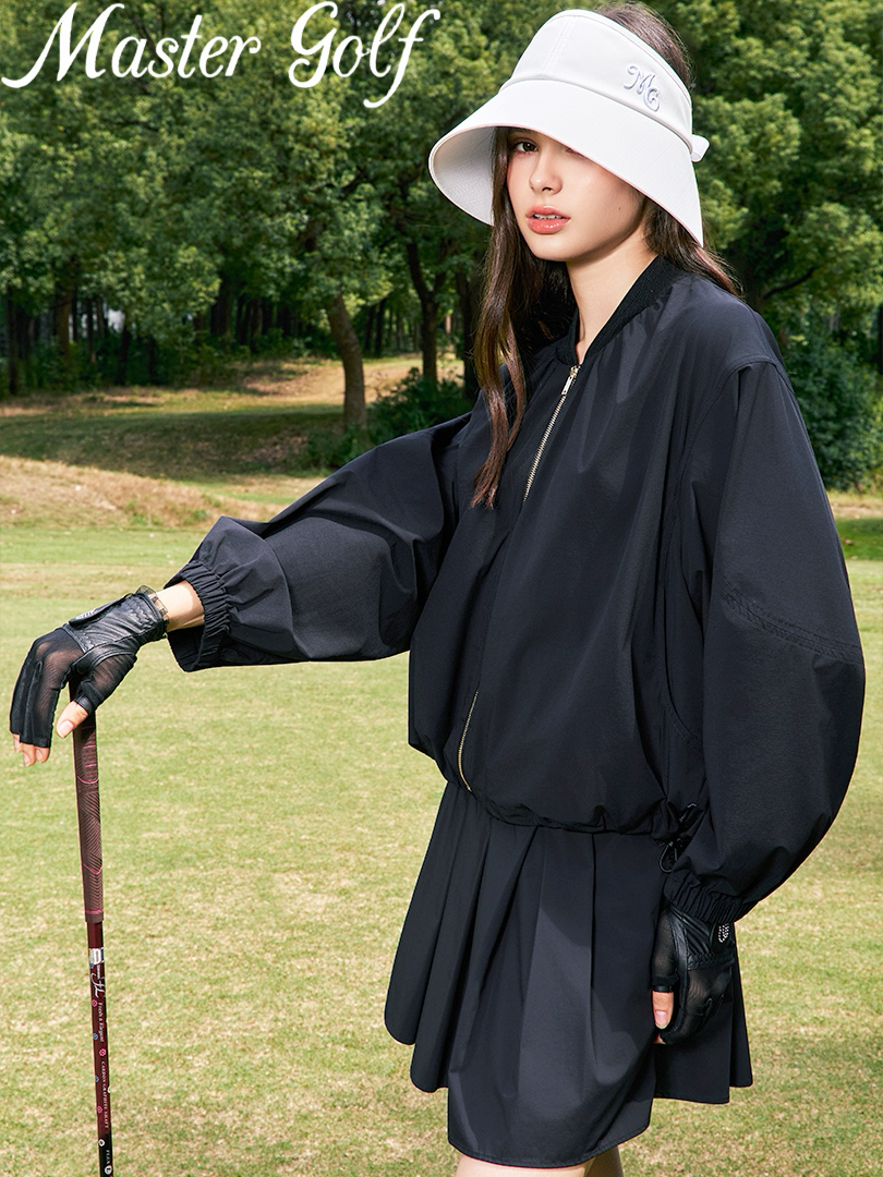 秋冬 春 ゴルフウェア 上下セット ジャケット カジュアル 長袖 スカート 白 黒 レディース GF003