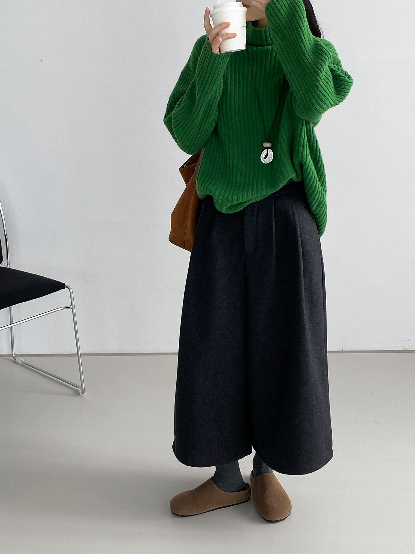 秋新作レディース裏起毛ハイウエストワイドレッグパンツ【返品・交換可】品質最優先25-584