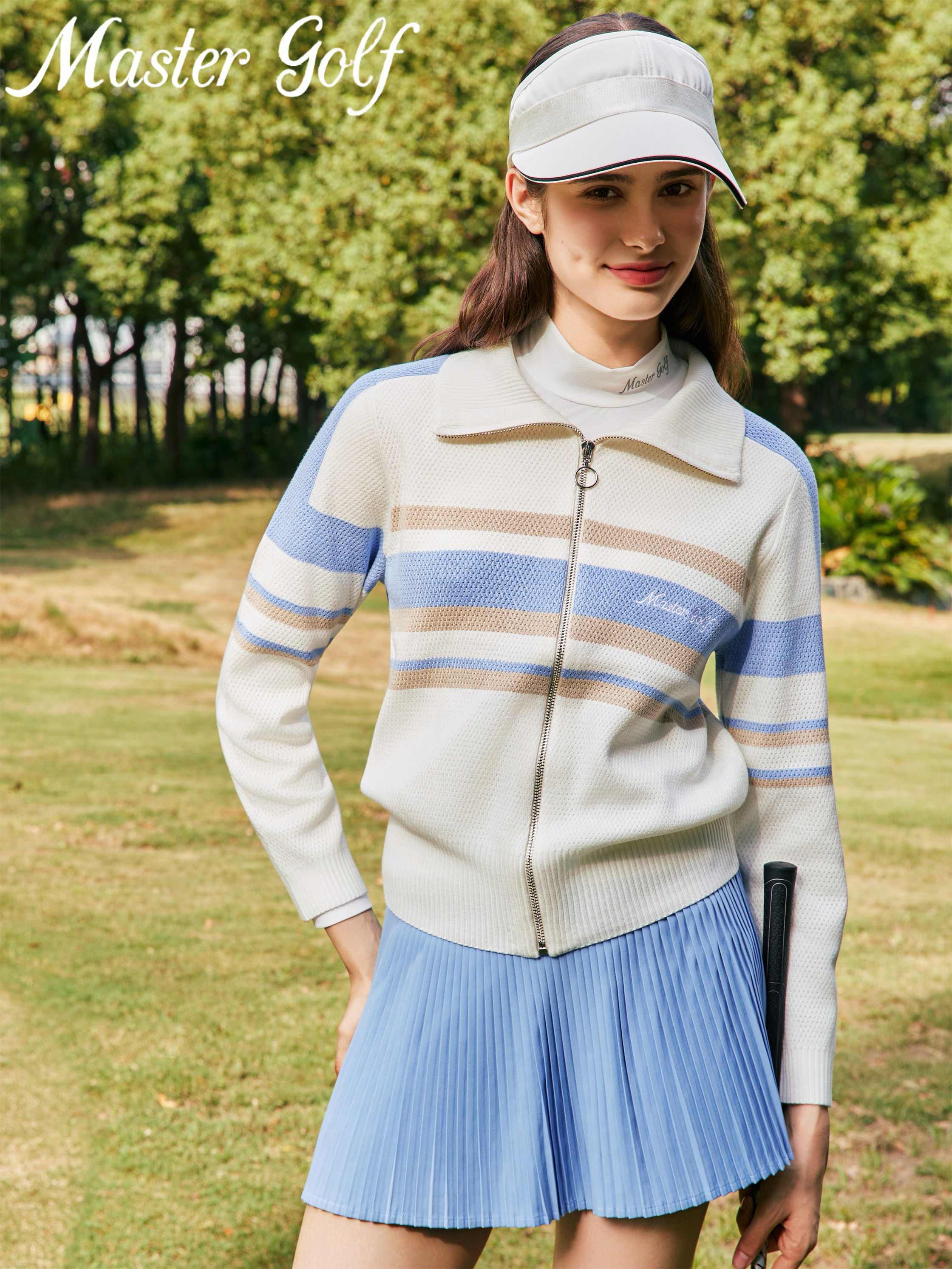 秋冬 春 ゴルフウェア 上下セット ジャケット polo カットソー 長袖 スカート ネイビー レディース GF005