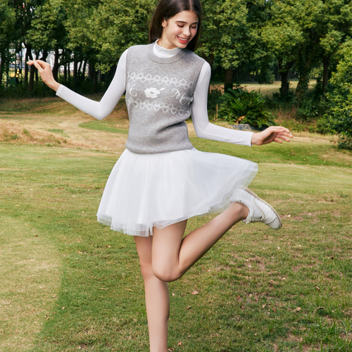 秋冬 春 ゴルフウェア 上下セット ニット ベスト Tシャツ 長袖