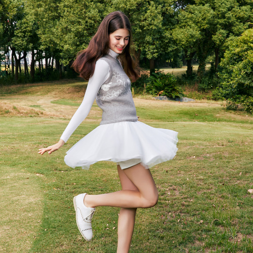 秋冬 春 ゴルフウェア 上下セット ニット ベスト Tシャツ 長袖