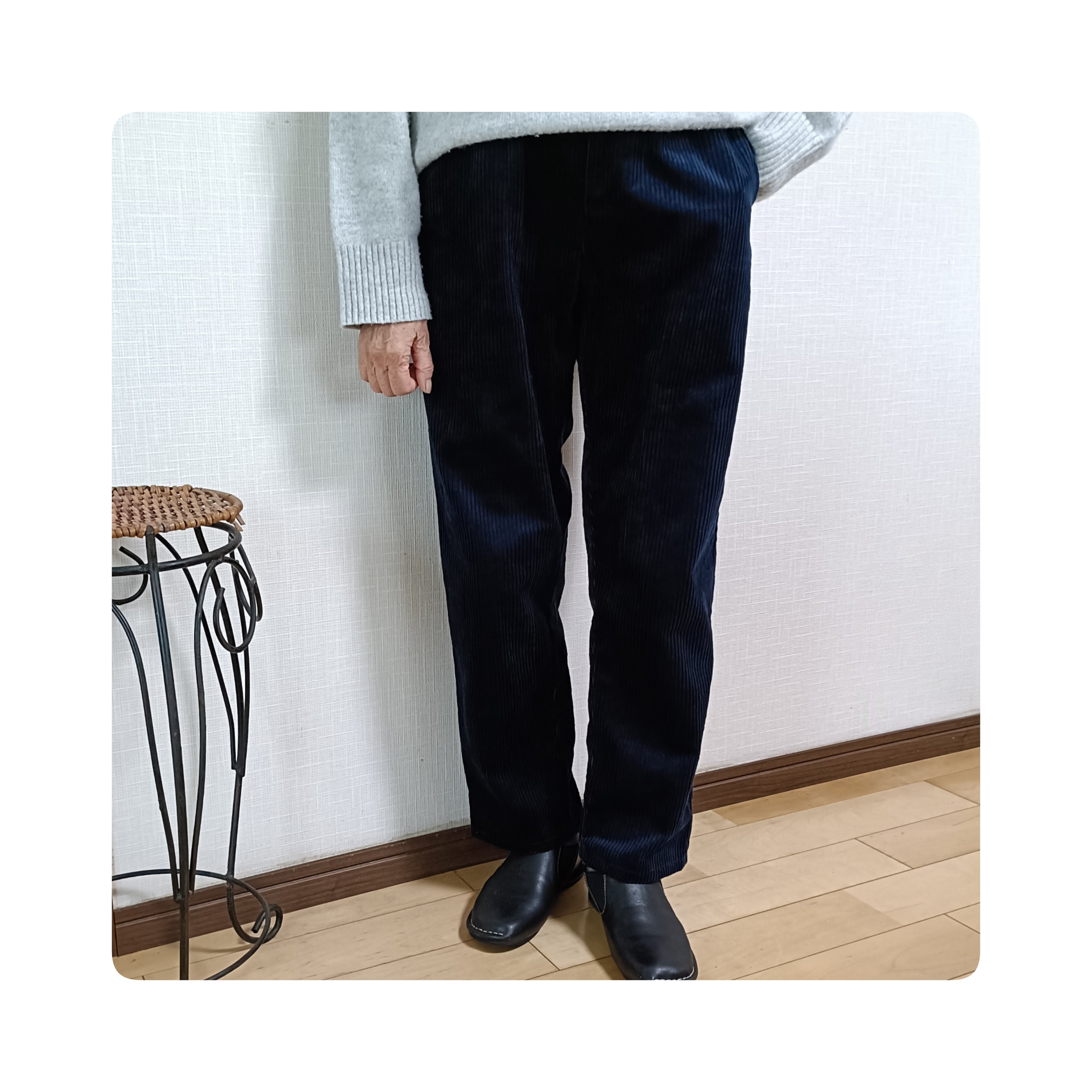 丈変更可☆ 太畝コーデュロイ コットン 日本製　ゆるテーパードパンツ　6色展開　ウエスト総ゴム　両脇ポケット