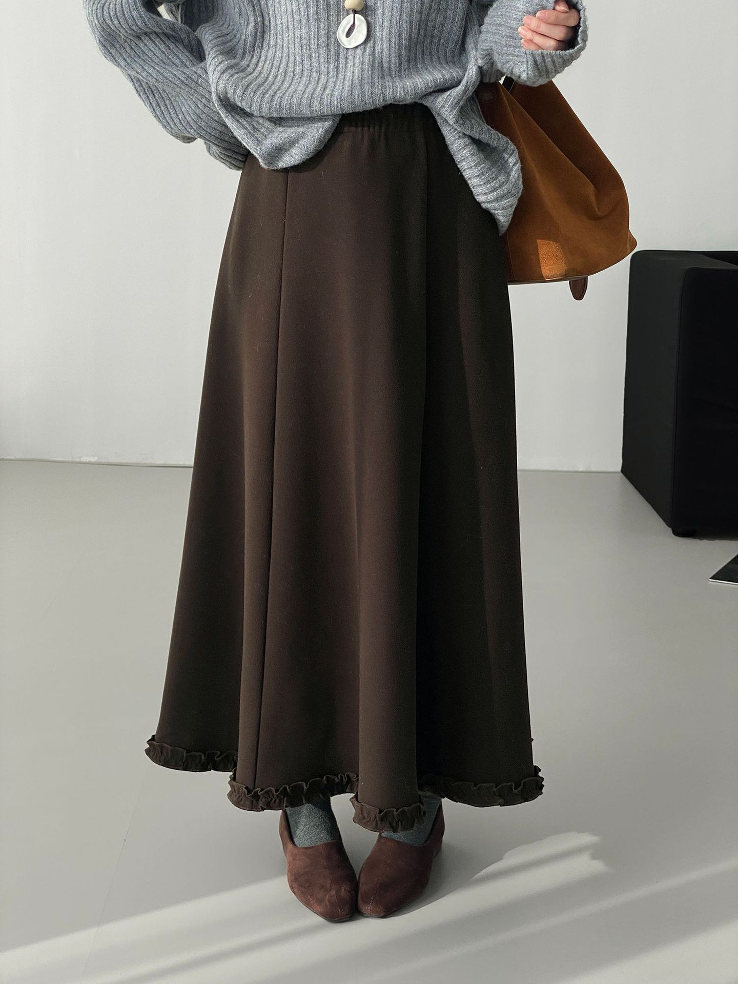 秋新作レディースピコフリル裏起毛保温ハーフスカート【返品・交換可】品質最優先25-585