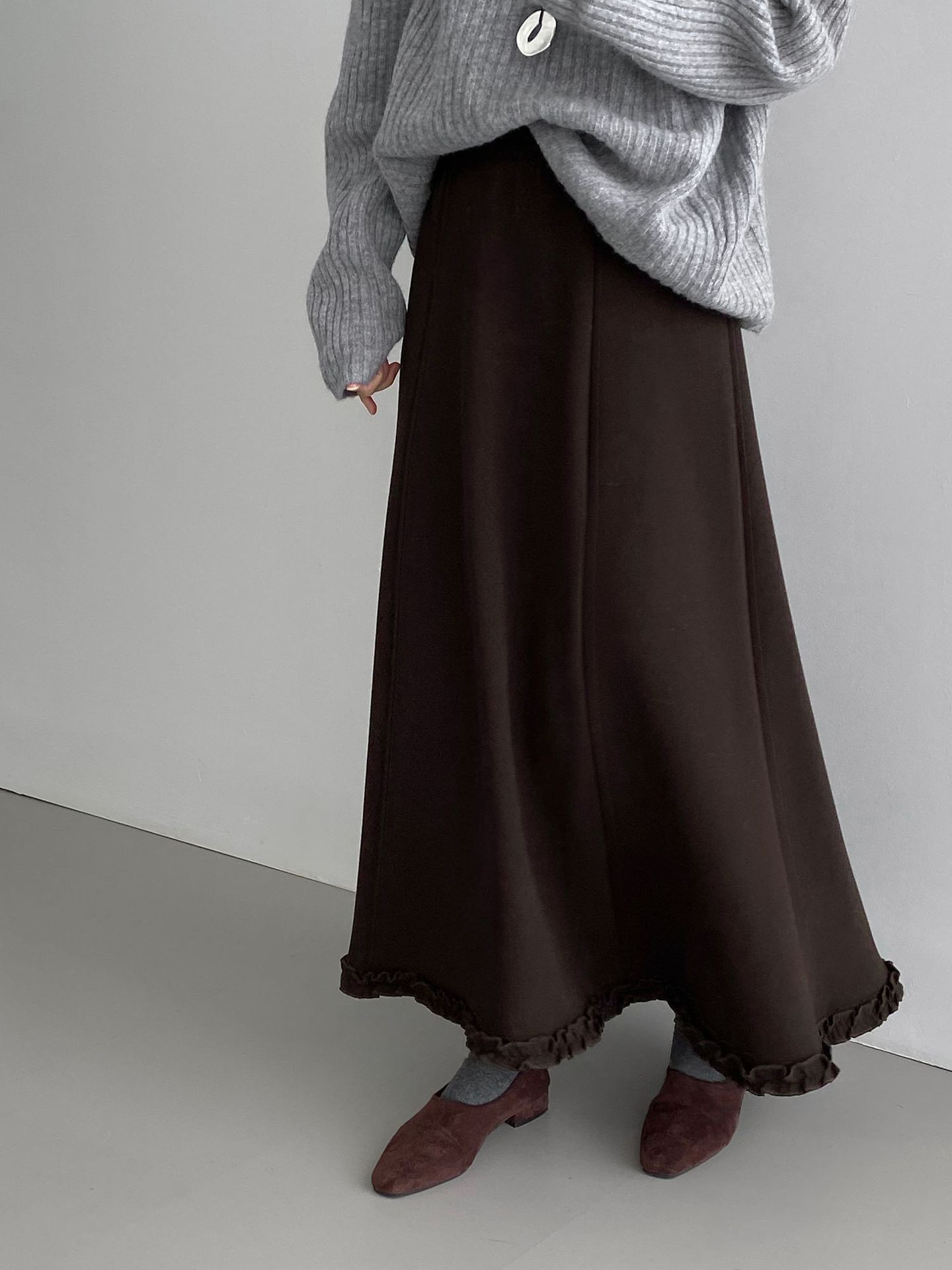 秋新作レディースピコフリル裏起毛保温ハーフスカート【返品・交換可】品質最優先25-585