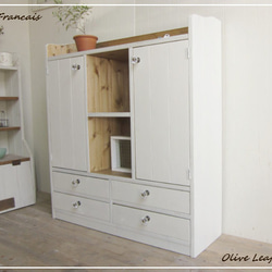 サイズオーダー可！お子様用ハンガーラック○シャビーホワイト無垢材