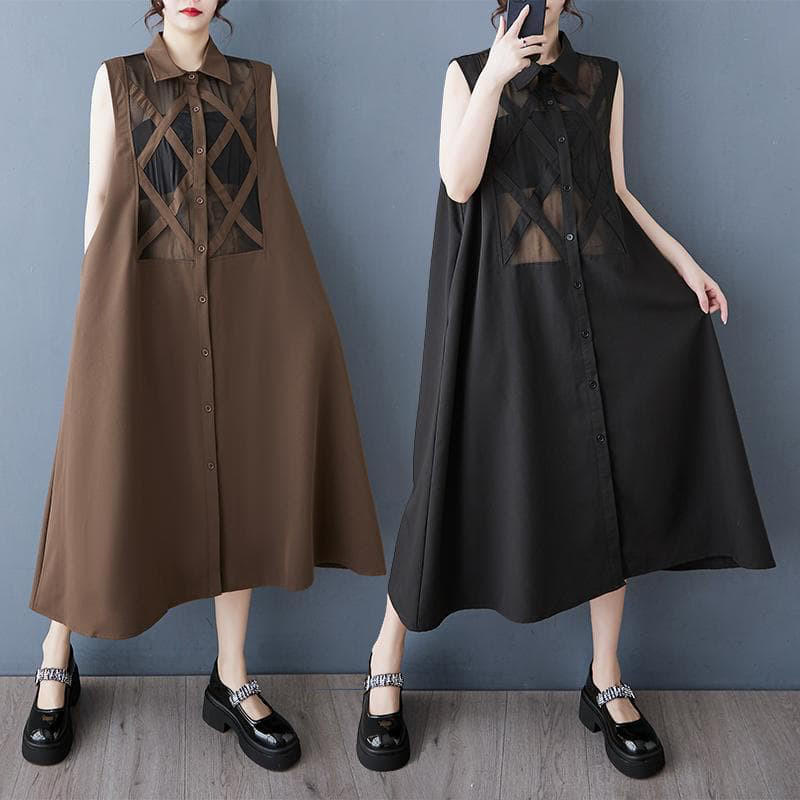 大きいサイズ ノースリーブ　ワンピース　レディース 春夏　 新品 シアー　透け