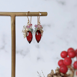 宝石質ラベンダーアメジストの煌めき花びらピアス〈long〉◇14kgf