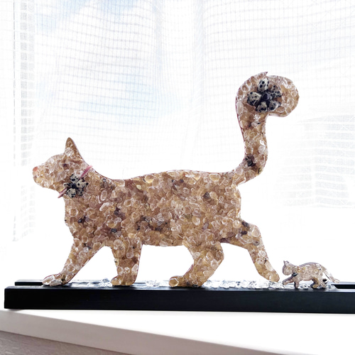 招き猫ネコ 水晶クリスタル 天然石 ウォールシェルフ 壁掛け 置物