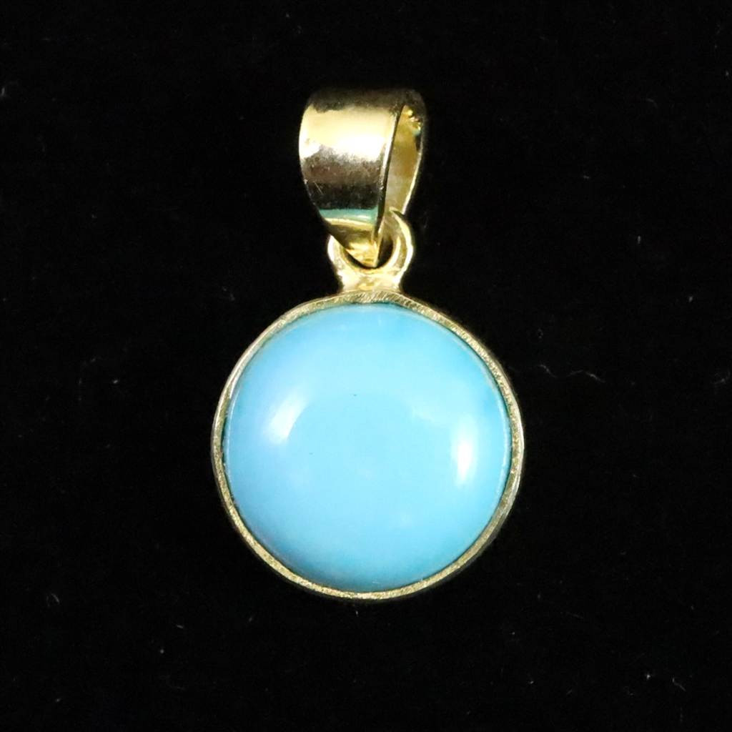 アリゾナ キングマン鉱山産ターコイズ 9mmラウンド ペンダント 1.6g #17064