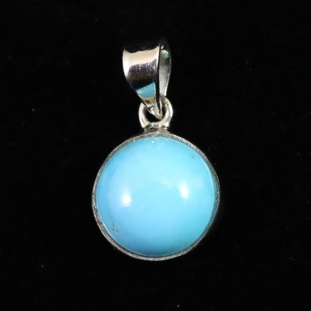 アリゾナ キングマン鉱山産ターコイズ 9mmラウンド ペンダント 1.7g #72112