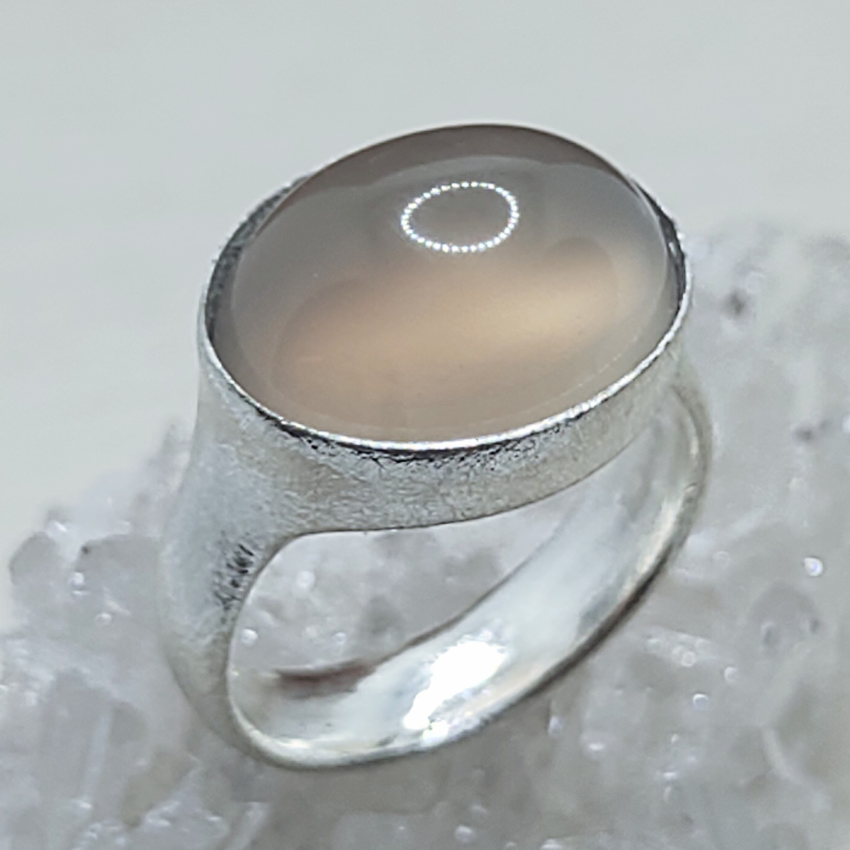 雪空の指輪＊gray agate 925 ring